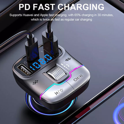Bluetooth 5.3 Car FM Transmitter Wireless USB PD Fast Charger MP3 Player