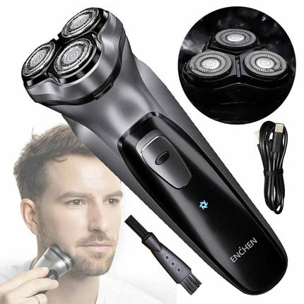 Men's Electric Rotary Shaver 3 Heads, Cordless Wet/Dry USB Rechargeable