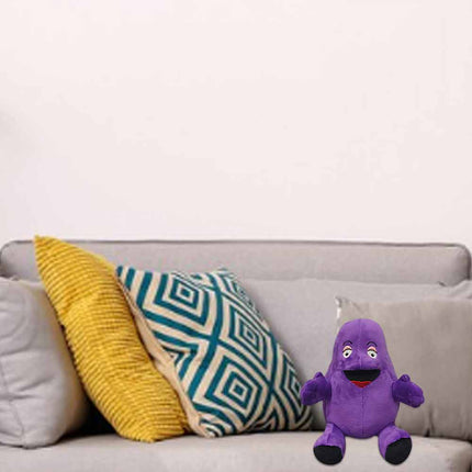 22cm Purple Eggplant Plush Doll with Yellow Hat, Cute Collectible Toy