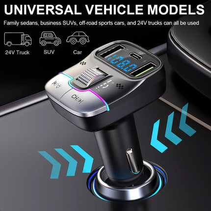 Bluetooth 5.3 Car FM Transmitter Wireless USB PD Fast Charger MP3 Player