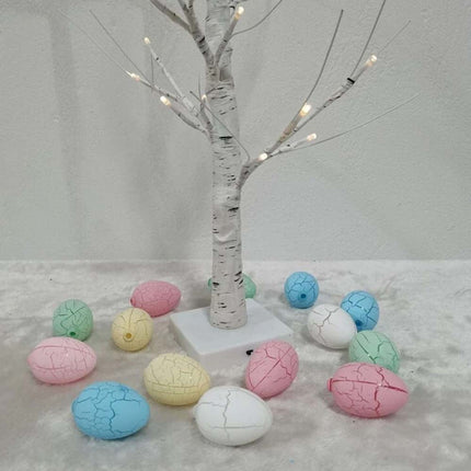 Easter LED Pre-Lit Birch Twig Tree Party Decoration with 24 Eggs