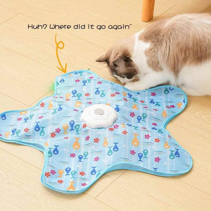 Automatic Moving Feather Cat Toy with Mouse Sounds, USB Interactive