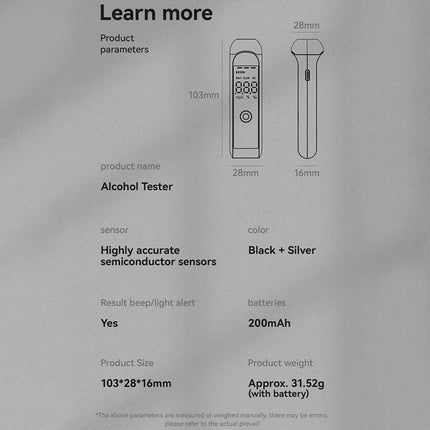 Rechargeable Digital Breathalyzer Alcohol Tester Analyzer Detector