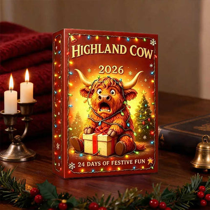 Highland Cow Xmas Advent Calendar 2026, 24 Day Acrylic 2D Figure Gift