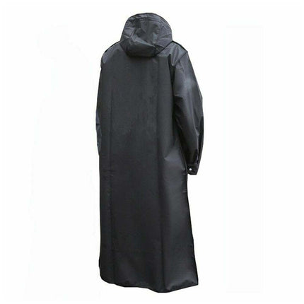 Waterproof Long Men's Raincoat, Black Hooded Trench Jacket for Hiking