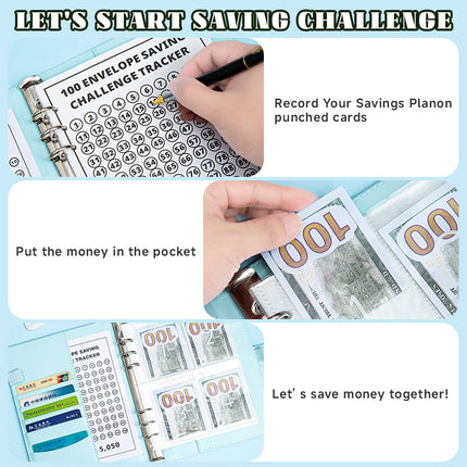 100 Envelope Cash Challenge Budget Planner A5 Money Saving Book