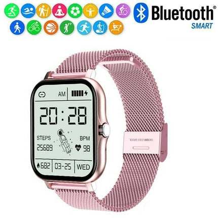 Bluetooth Smart Watch Pink Heart Rate Monitor for iPhone Android Men Women