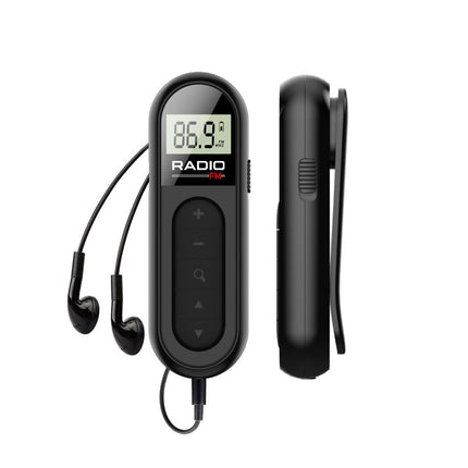 Portable Mini FM Radio with Clip, Rechargeable for Tour Guide & Racing