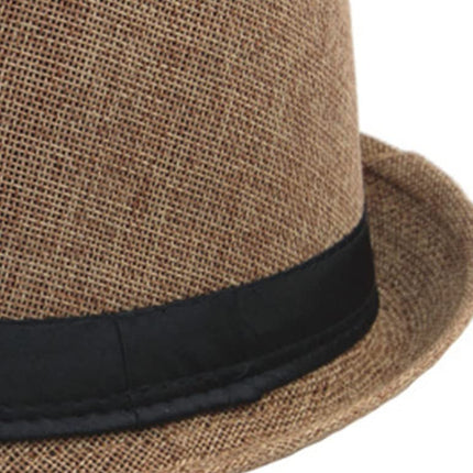 Men Women Summer Fedora Hat Straw Trilby Beach Sun Panama Cap Brim