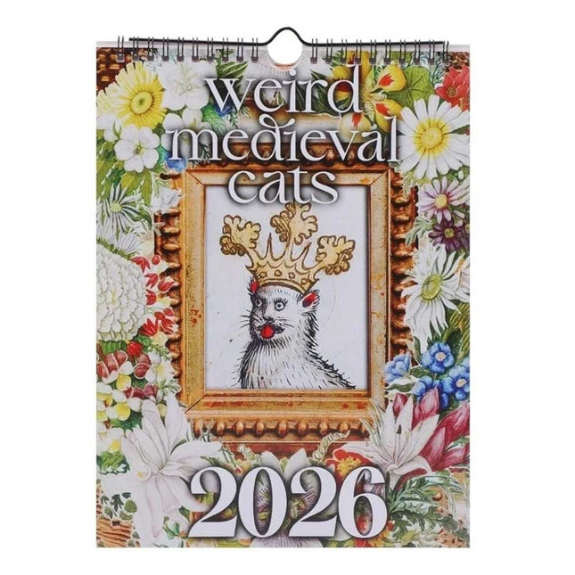 2026 Weird Medieval Cats Wall Calendar Monthly Planner Art Gag Gift