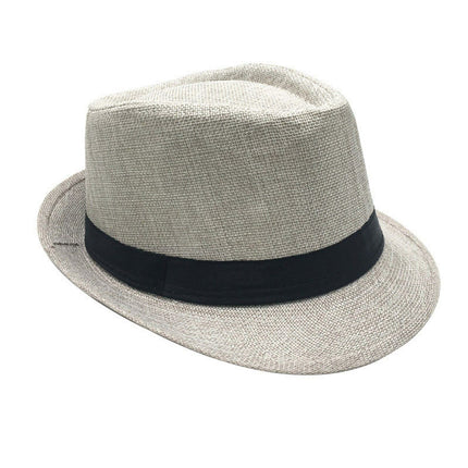 Men Women Summer Fedora Hat Straw Trilby Beach Sun Panama Cap Brim