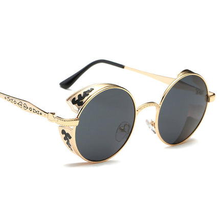 Men Women Steampunk Round Polarized Sunglasses UV400 for Driving Retro