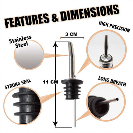 10X Stainless Steel Bottle Spouts, Oil Wine Liquor Pourer Dispenser Stopper