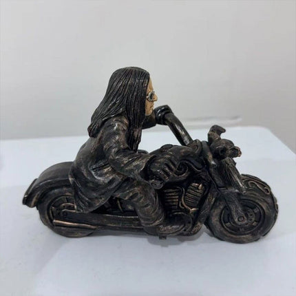 Retro Motorcycle Rider Statue Ozzy Figurine Desk Fan Decor