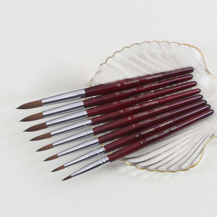 9PCS Acrylic Nail Brush Kolinsky Sable Hair Liquid Powder Pink Handle