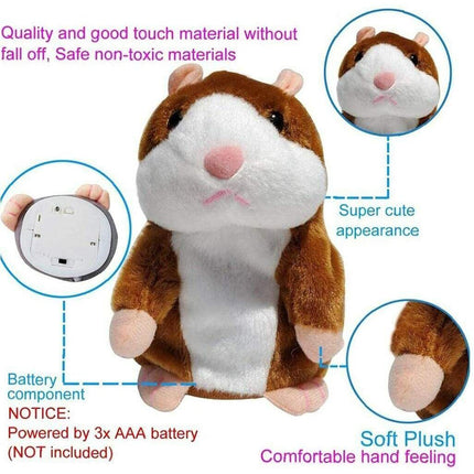16cm Talking Hamster Plush Toy, Repeats What You Say, Mimicry Pet Toy