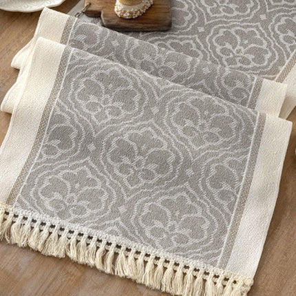 Elegant Jacquard Tassel Table Runner for Dining Table Counter Decor