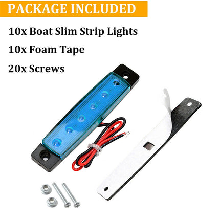 10Pcs Marine Boat 6LED Deck Courtesy Lights Waterproof Blue Stern Transom