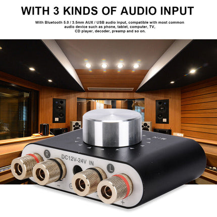 Bluetooth 5.0 Digital Amp Mini HiFi 50W+50W Stereo Audio Power Amplifier