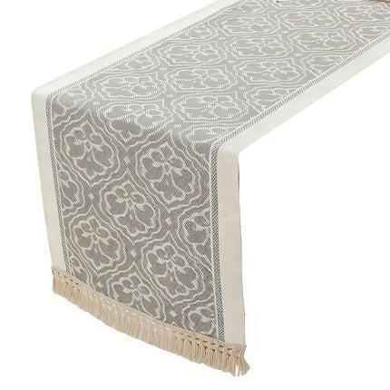 Elegant Jacquard Tassel Table Runner for Dining Table Counter Decor