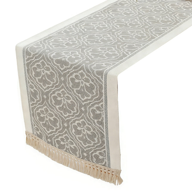 Elegant Jacquard Tassel Table Runner for Dining Table Counter Decor