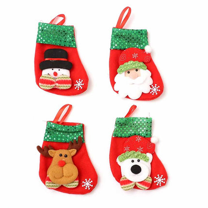 4Pcs Xmas Santa Christmas Tree Hanging Candy Bag Gift Decorations