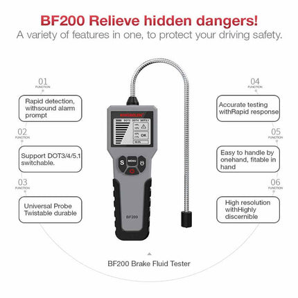 Digital Brake Fluid Detector, Compatible with DOT3 DOT4 DOT5.1
