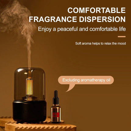 Vintage Black USB Plug-In Candlelight Aroma Diffuser Humidifier 120ml