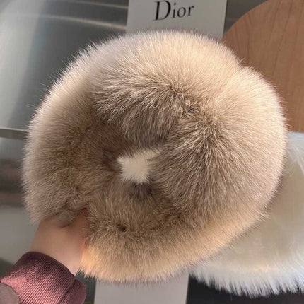 Full Cover Real Fox Fur Earmuffs Warm Earflap Headband Collar