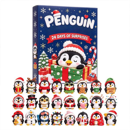 24 Days Christmas Countdown 3D Penguin Theme Animal Figure Decors