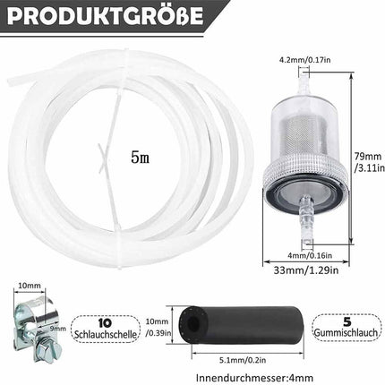 4M Fuel Pipe Line Set with Hose Clips and Filter for Diesel Heaters