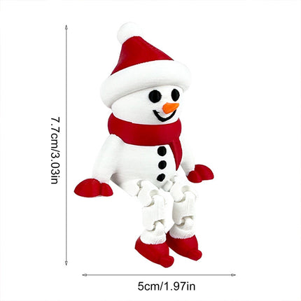 2PCS Christmas 3D Printed Snowman Flexible Festive Tabletop Xmas Gift