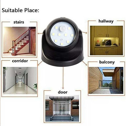 360° Battery LED Motion Sensor Security Light, Indoor/Outdoor Garden New