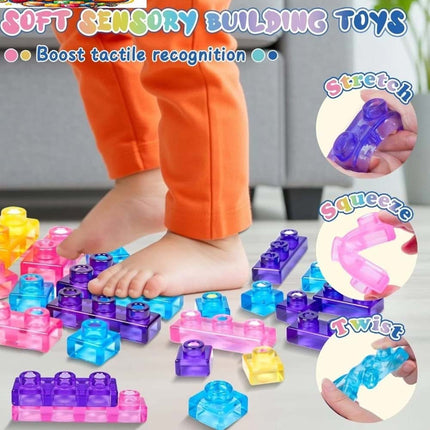 Jelly Blox Mega Pack 40pc – Soft Sensory Building Blocks STEM Toy