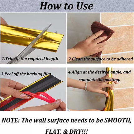 Self Adhesive Wall Edging Strip, Flexible Corner Trim for Living Room Kitchen