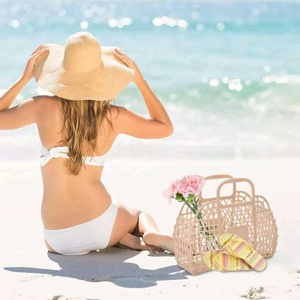 Jelly Beach Bag Reusable Tote Purse Girls Bright Gift Basket