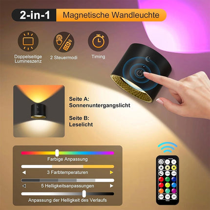 Rechargeable RGB LED Wall Sconce Light Magnetic Mount Remote
