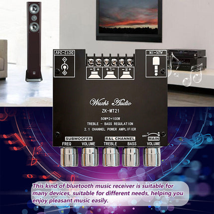Mini Bluetooth 5.0 Digital Amplifier HiFi 2.1 Channel Audio Stereo Equalizer
