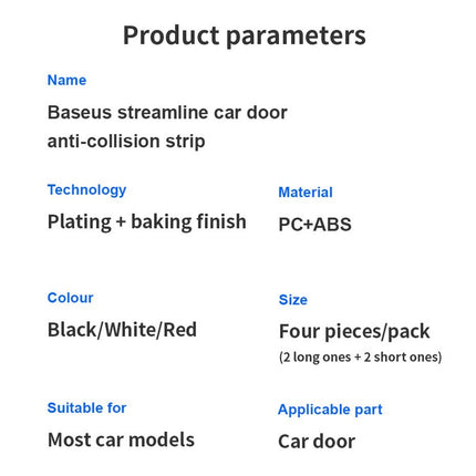 4Pcs Black Car Door Edge Guard Anti-Scratch Trim Protector Sticker