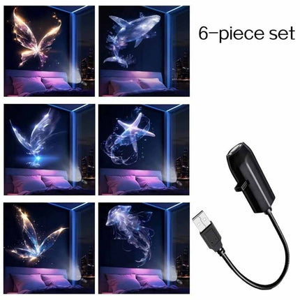 LED USB Projector Night Light, 6 Patterns Whale Jellyfish Butterfly Gift
