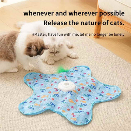 Automatic Moving Feather Cat Toy with Mouse Sounds, USB Interactive