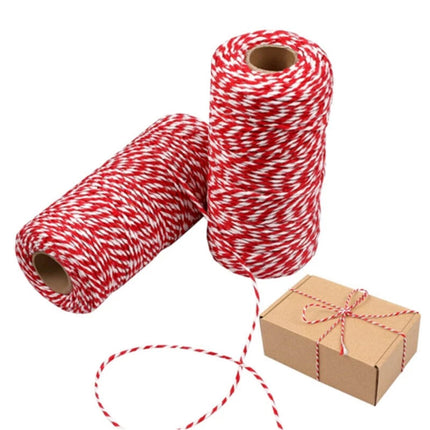 100m Red White Twine Jute Cotton String Gift Wrap Christmas Craft Decor