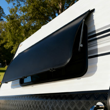 Curved 568x1527mm Aluminium Alloy Awning w/ 75° Opening Protection Shade