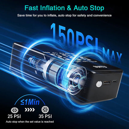 Wireless Digital Tyre Inflator Pump for Car, Portable Touch Control