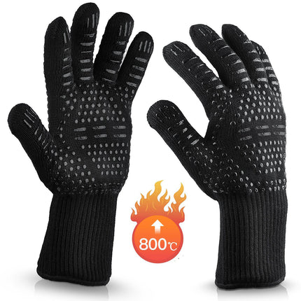 2x 1472°F Heat Resistant Oven Gloves 35cm BBQ Silicone Kitchen Mitts