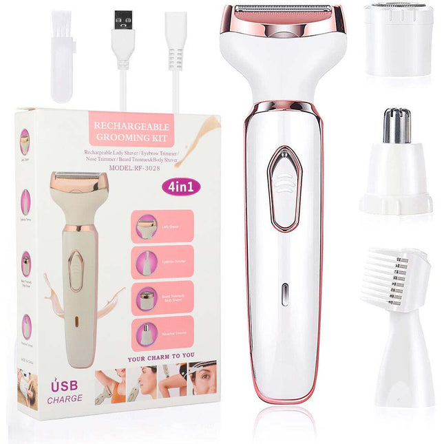 4 in 1 Women's Electric Shaver Cordless Rechargeable Painless Bikini Trimmer