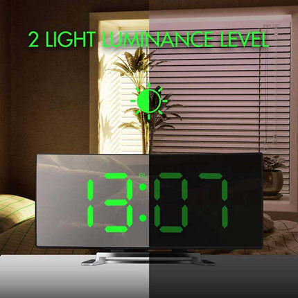 7 Inch Curved LED Digital Alarm Clock Dimmable Electronic Desktop Clock