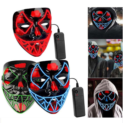 Halloween LED Purge Mask Glow in Dark Light Up Costume Scary Rave Cosplay