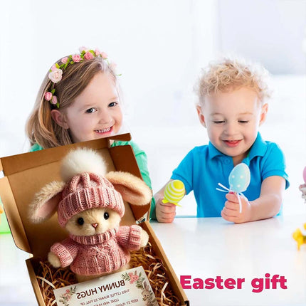 Cute Easter Gift Card Pink Mini Bunny Hug Rabbits in Box Mini Bunnies