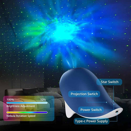 Blue Whale Star Projector Night Light, Galaxy LED Bedroom Ceiling Lamp